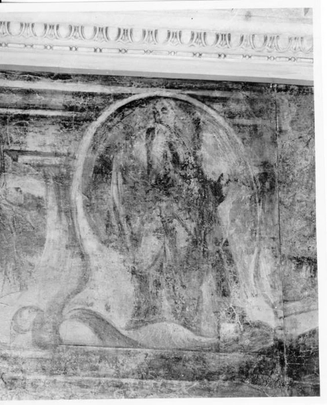 Finta statua entro medaglione - Vicenza, Palazzo Tristino, Baston